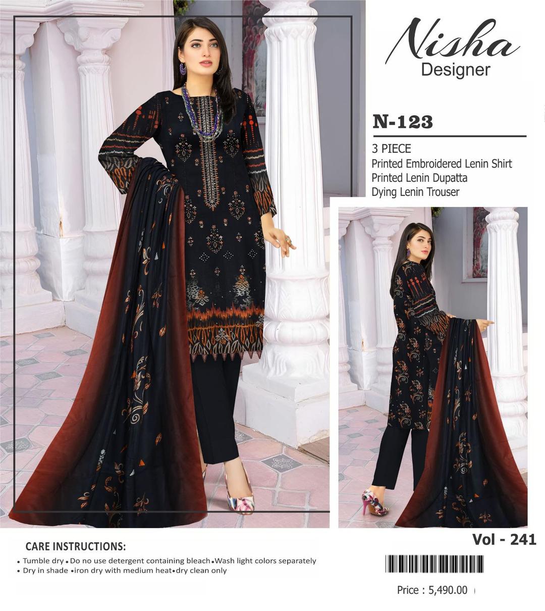 3 Pcs Women's Unstitched Linen Printed Suit