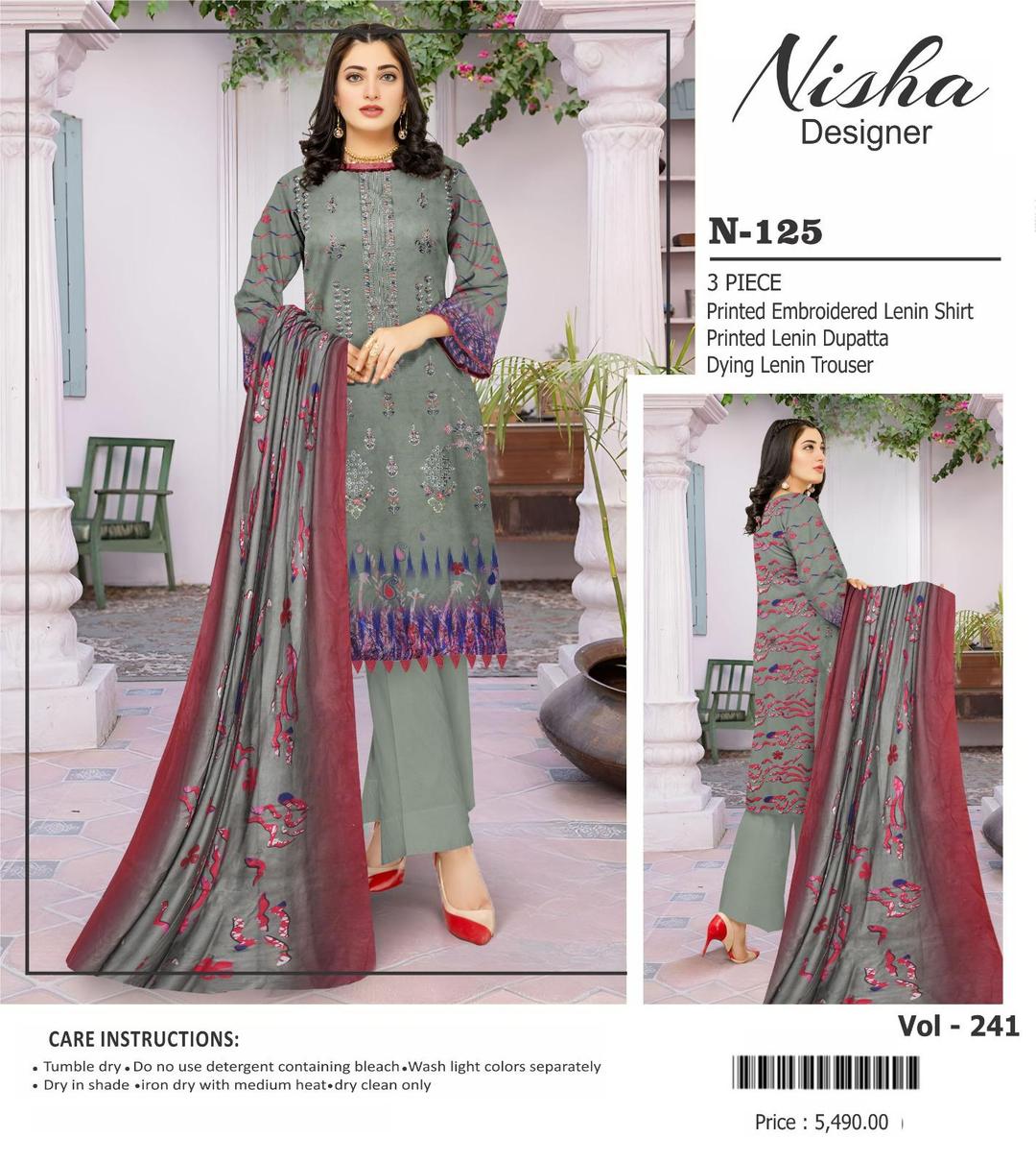 3 Pcs Women's Unstitched Linen Printed Suit