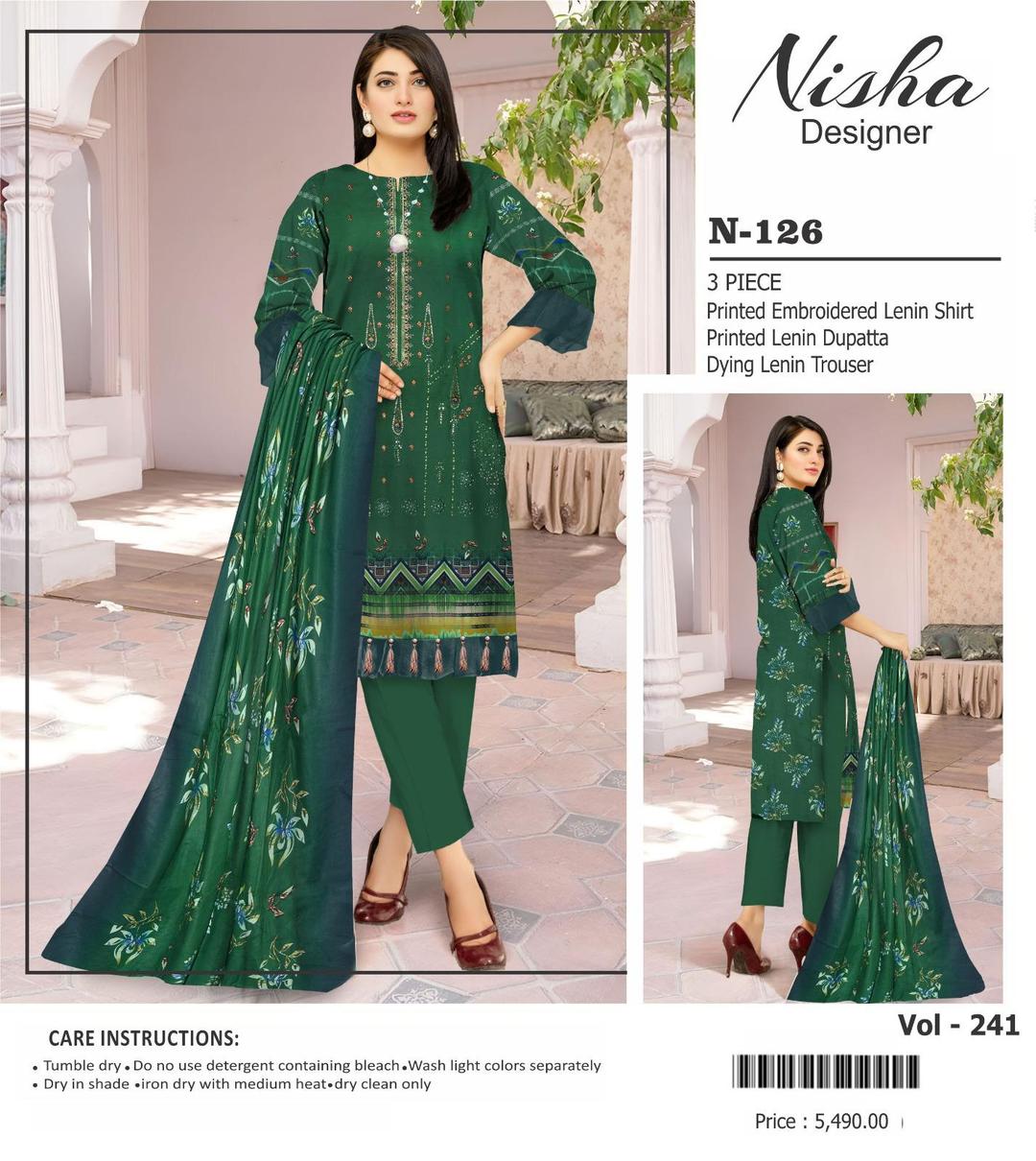 3 Pcs Women's Unstitched Linen Printed Suit