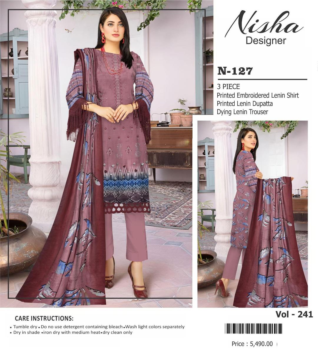 3 Pcs Women's Unstitched Linen Printed Suit