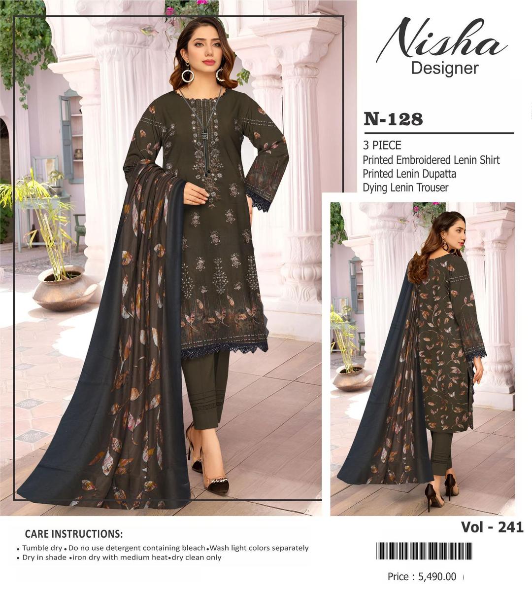 3 Pcs Women's Unstitched Linen Printed Suit