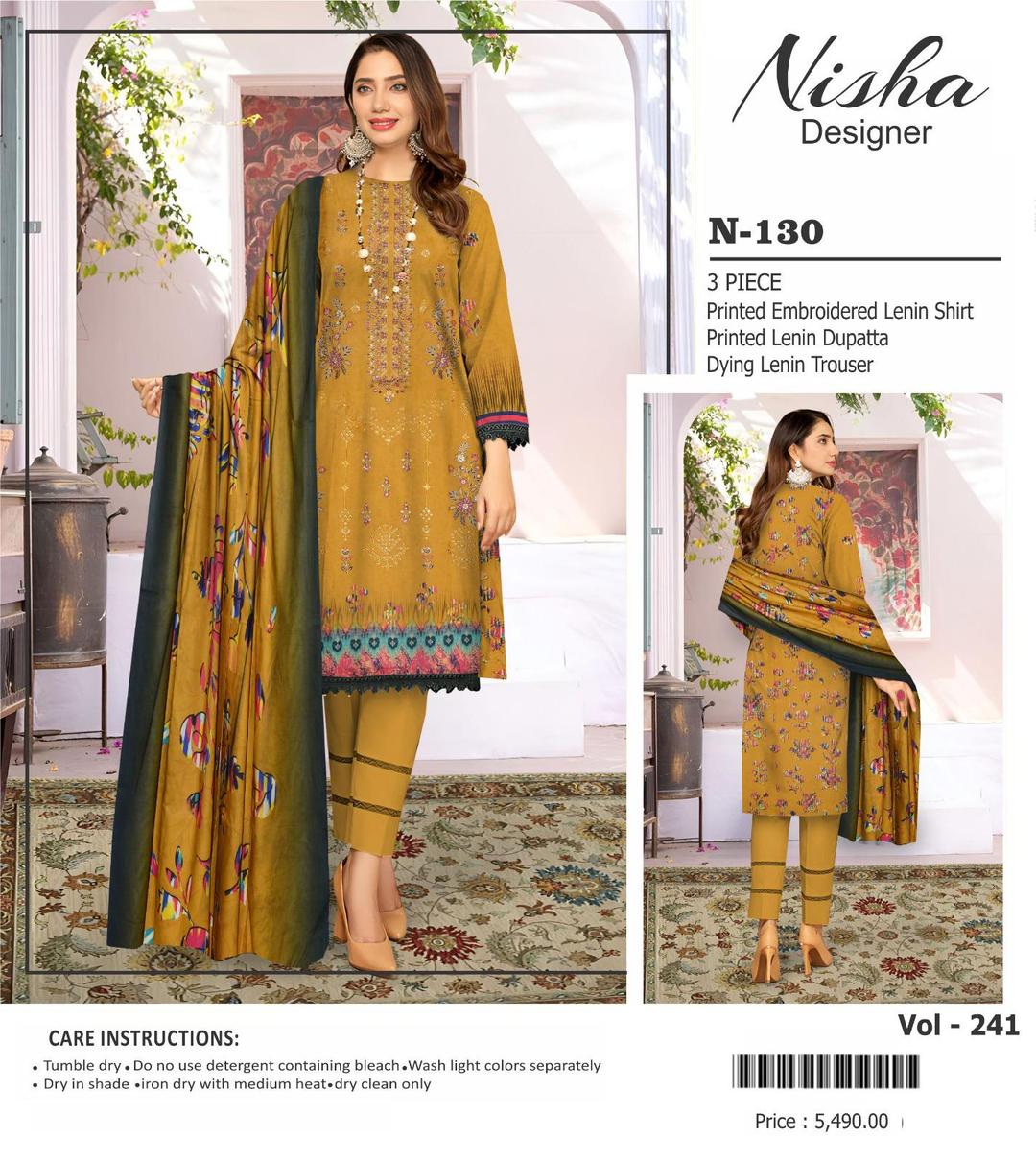 3 Pcs Women's Unstitched Linen Printed Suit