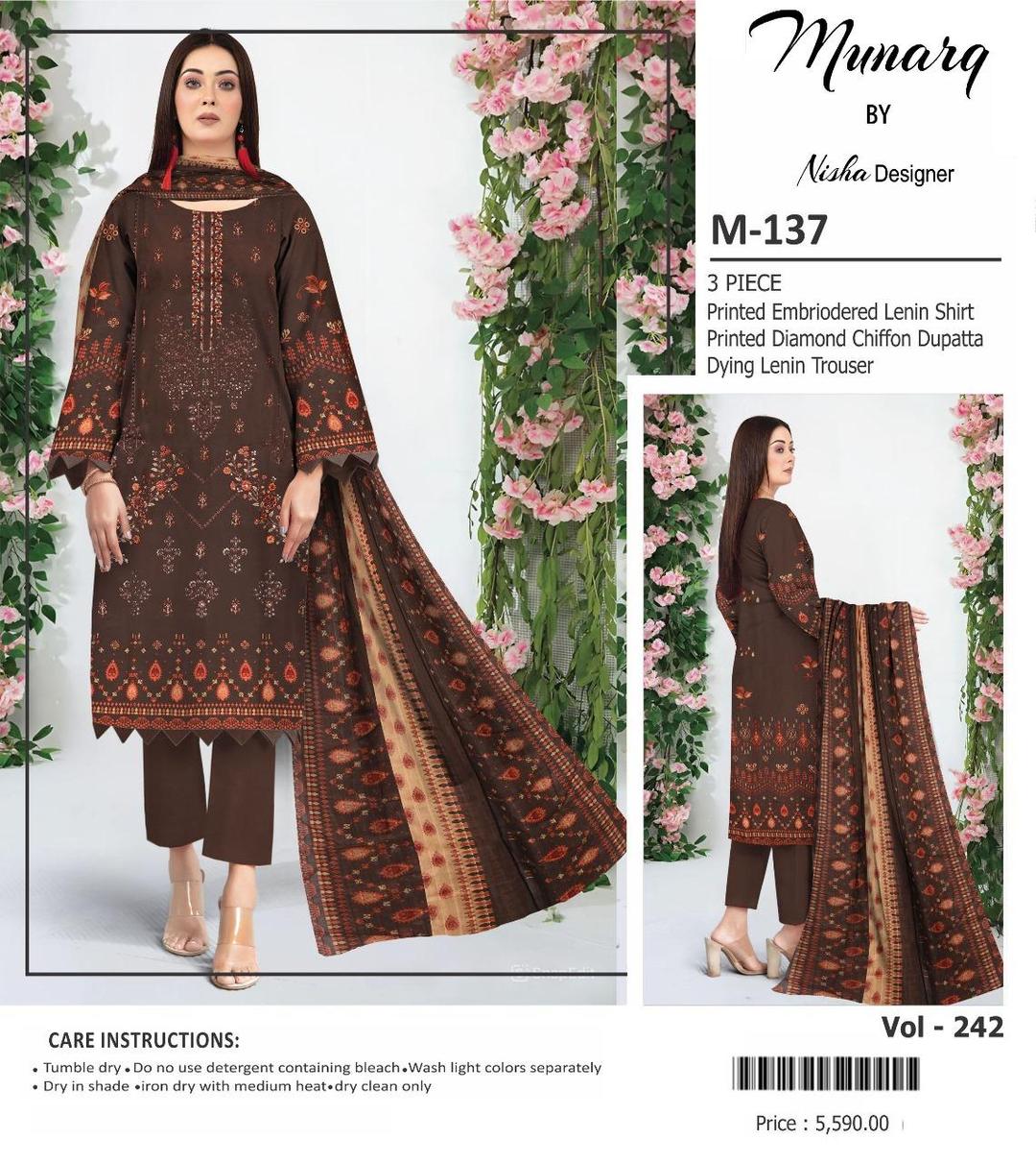 3 Pcs Women's Unstitched Linen Printed Suit