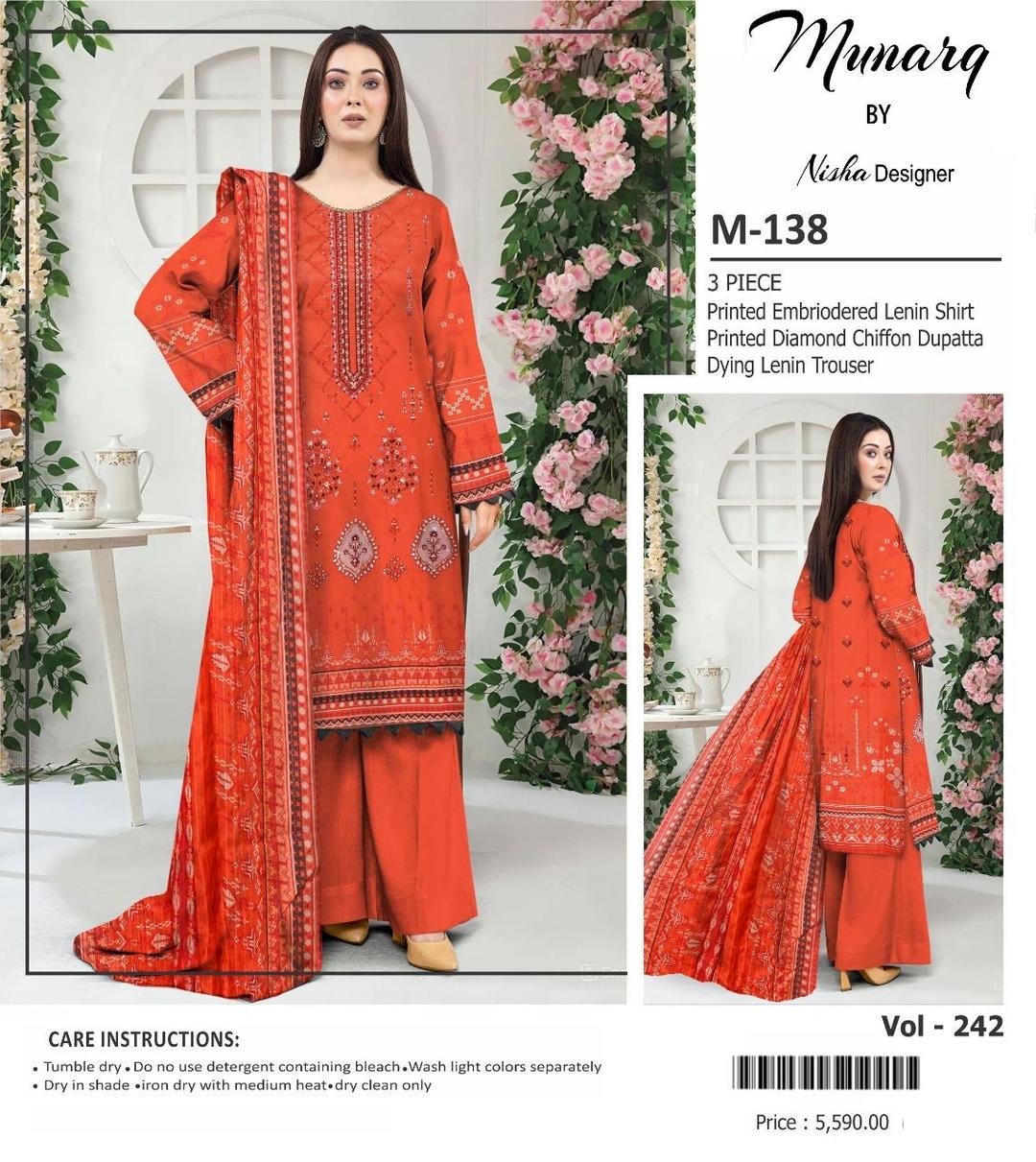 3 Pcs Women's Unstitched Linen Printed Suit