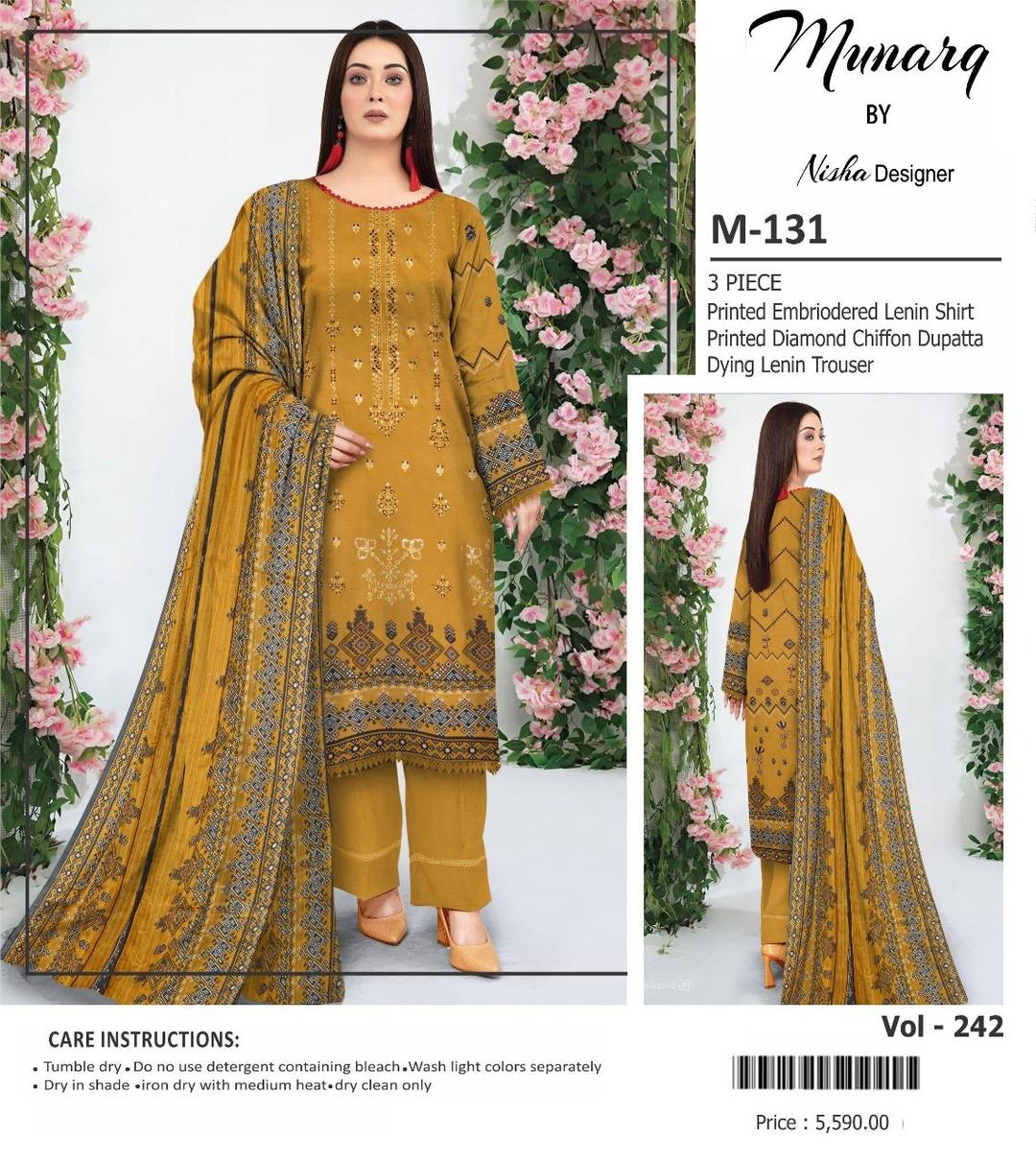 3 Pcs Women's Unstitched Linen Printed Suit