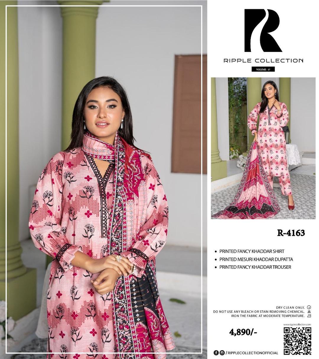 3 Pcs Women's Unstitched Khaddar Printed Suit