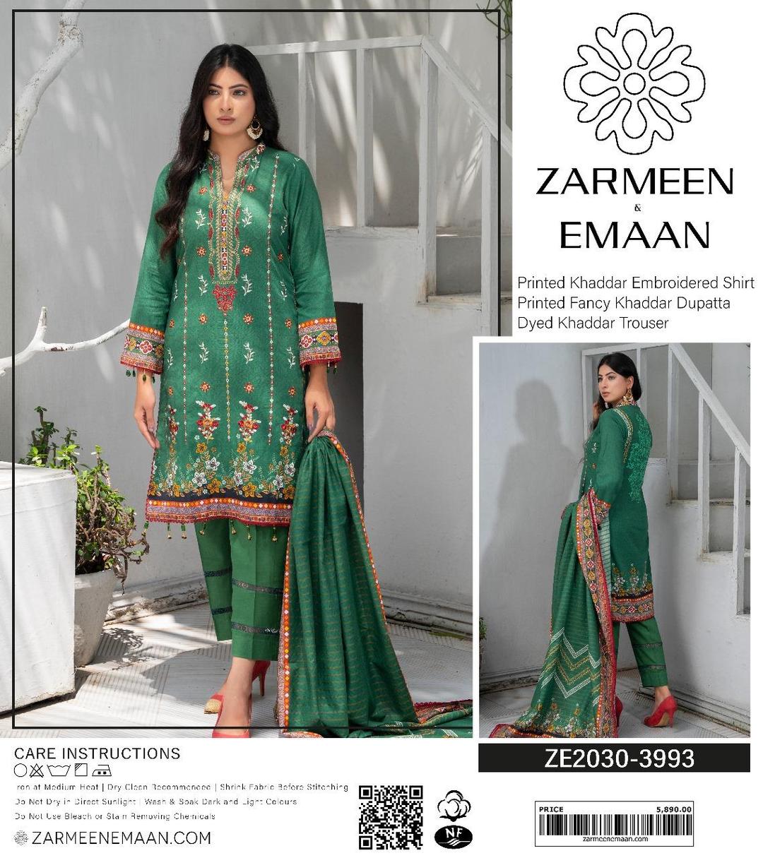 3 Pcs Women's Unstitched Khaddar Printed Suit