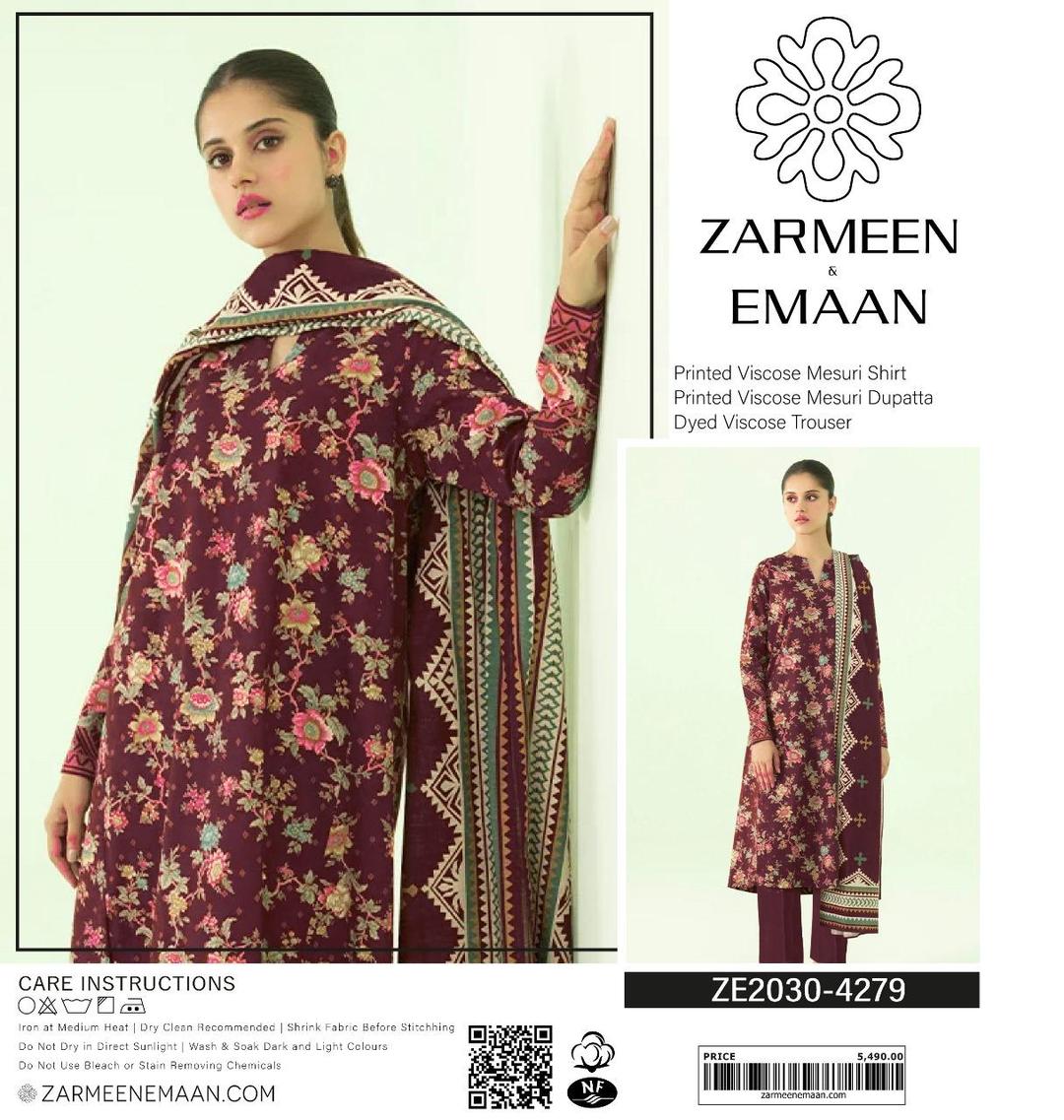 3 Pcs Women's Unstitched Viscose Printed Suit