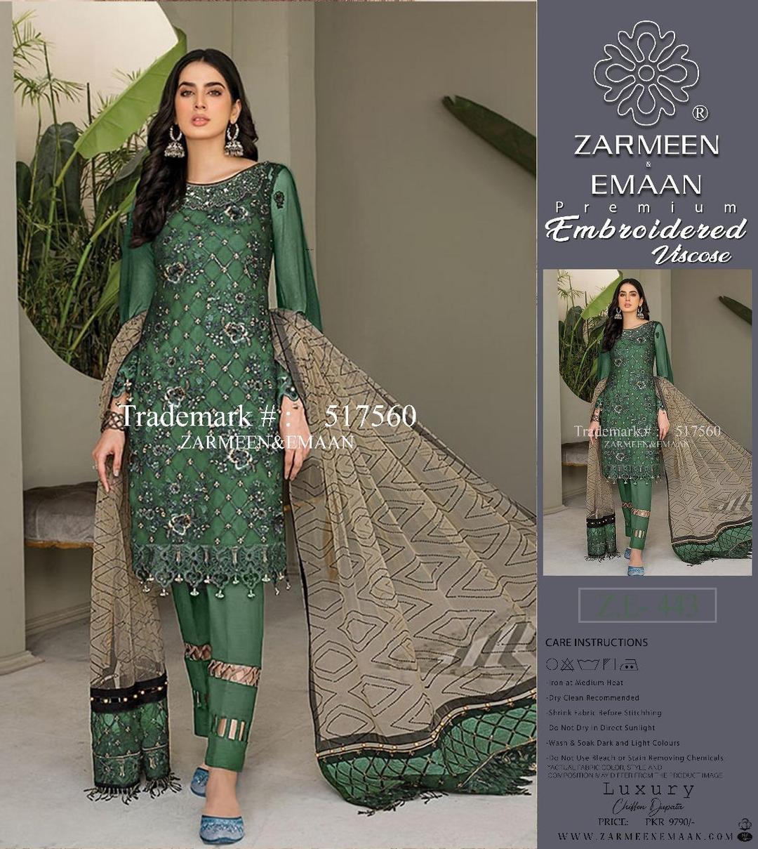 3 Pcs Women's Unstitched Viscose Embroidered Suit