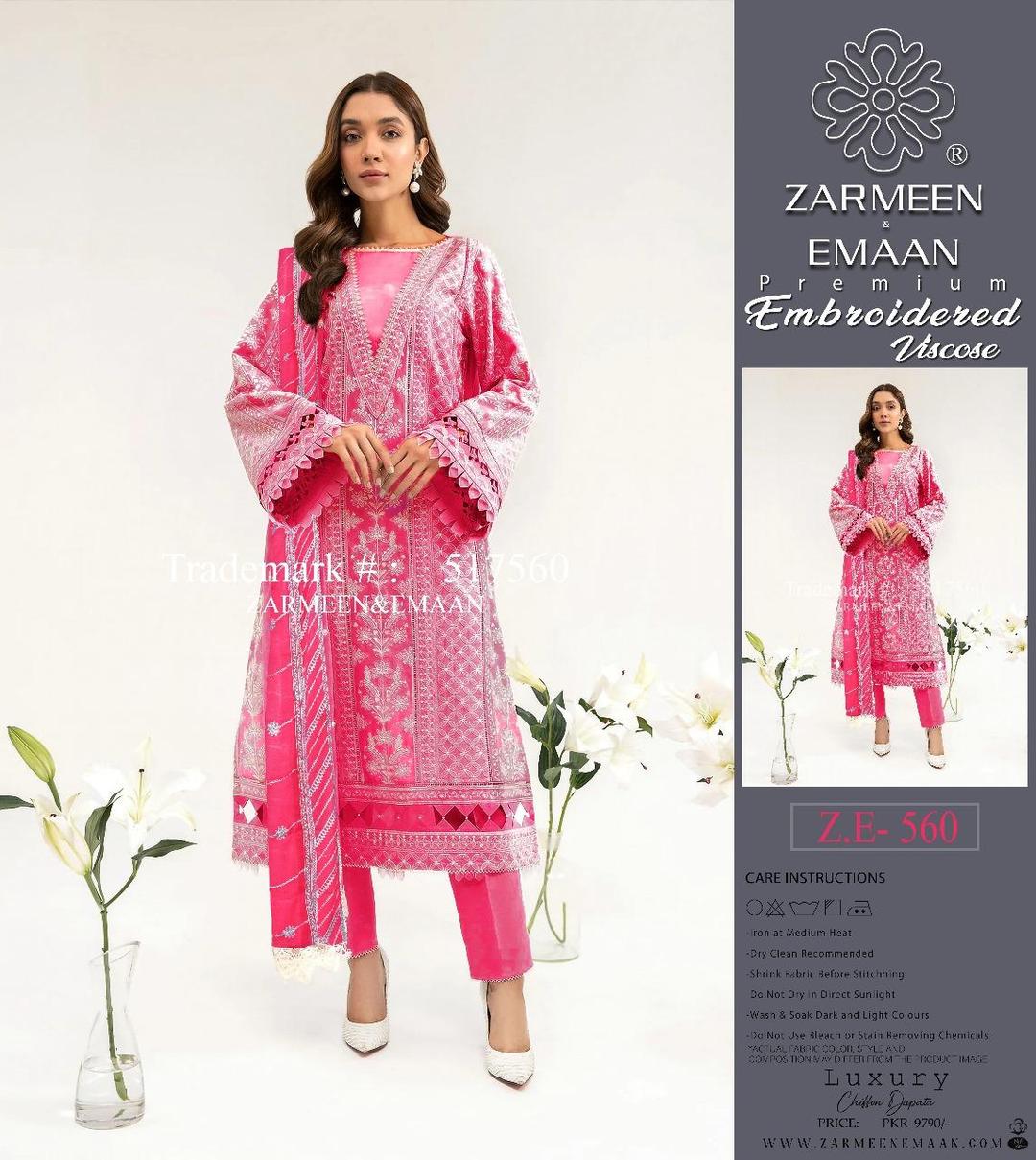 3 Pcs Women's Unstitched Viscose Embroidered Suit