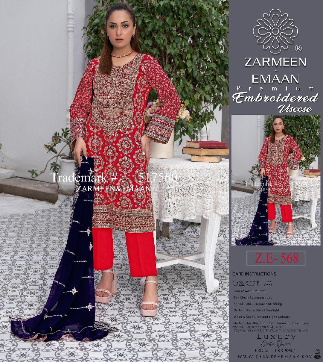 3 Pcs Women's Unstitched Linen Embroidered Suit