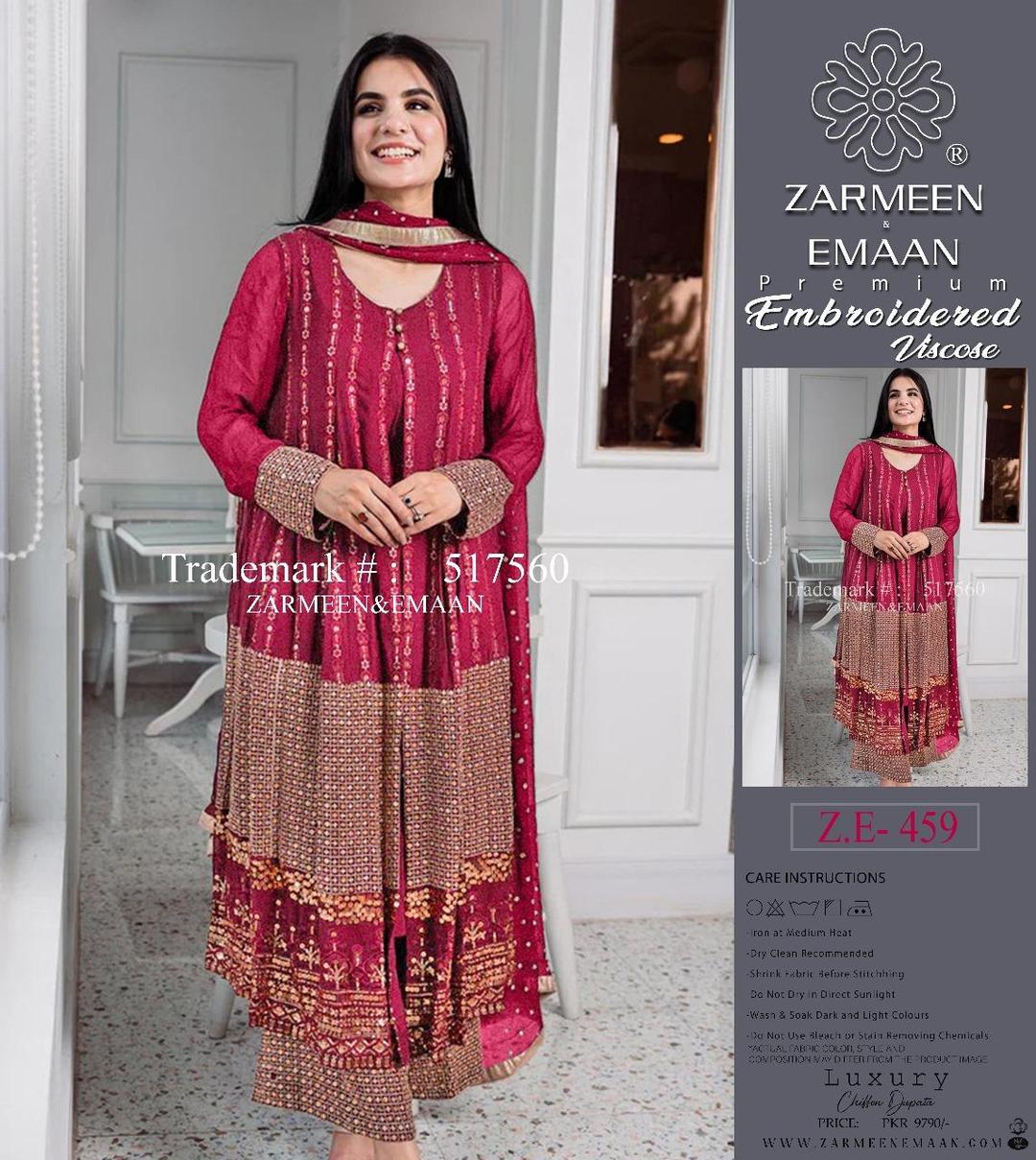 3 Pcs Women's Unstitched Viscose Embroidered Suit