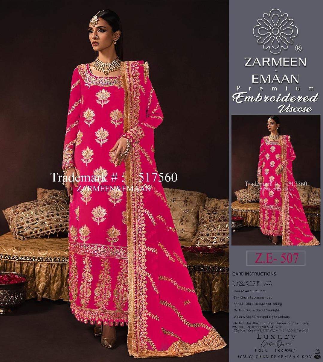 3 Pcs Women's Unstitched Viscose Embroidered Suit