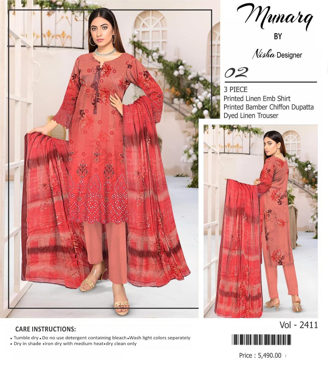 3 Pcs Women's Unstitched Printed Suit