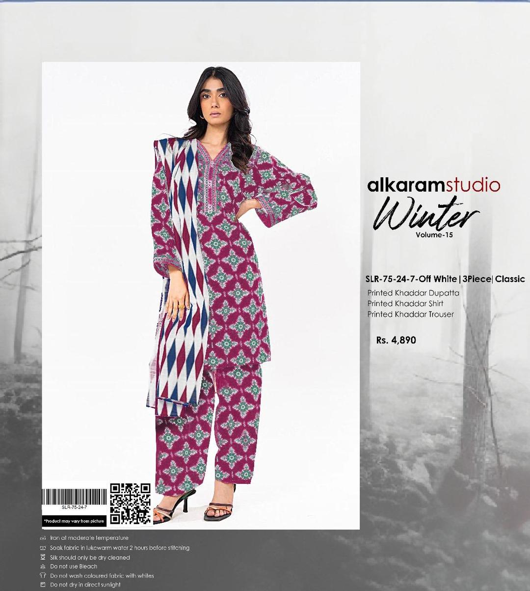 Elegant Magenta Khaddar Printed Suit Set for Effortless Style