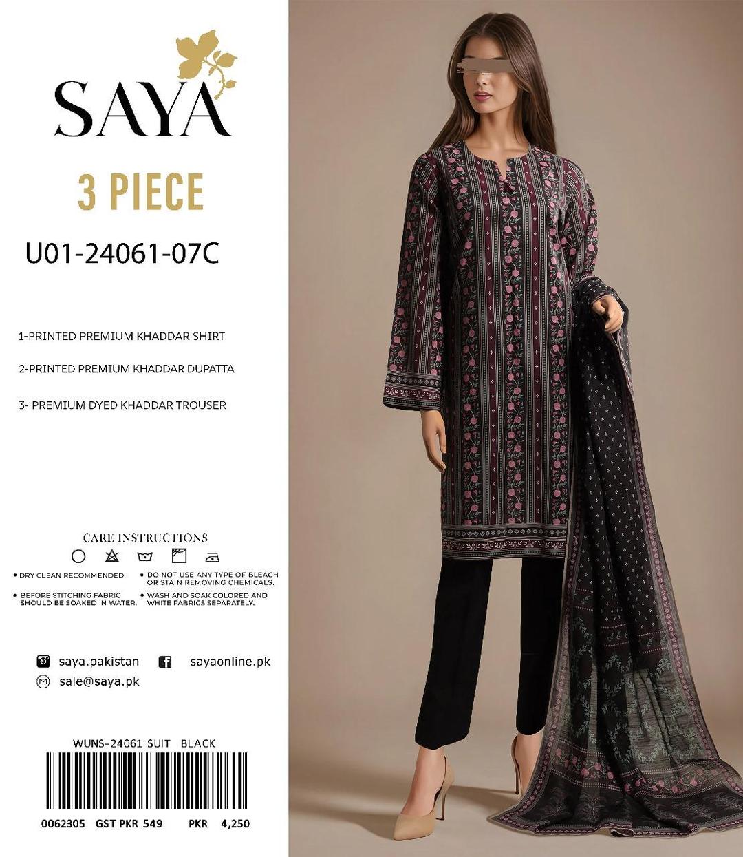 3 Pcs Women's Unstitched Printed Suit