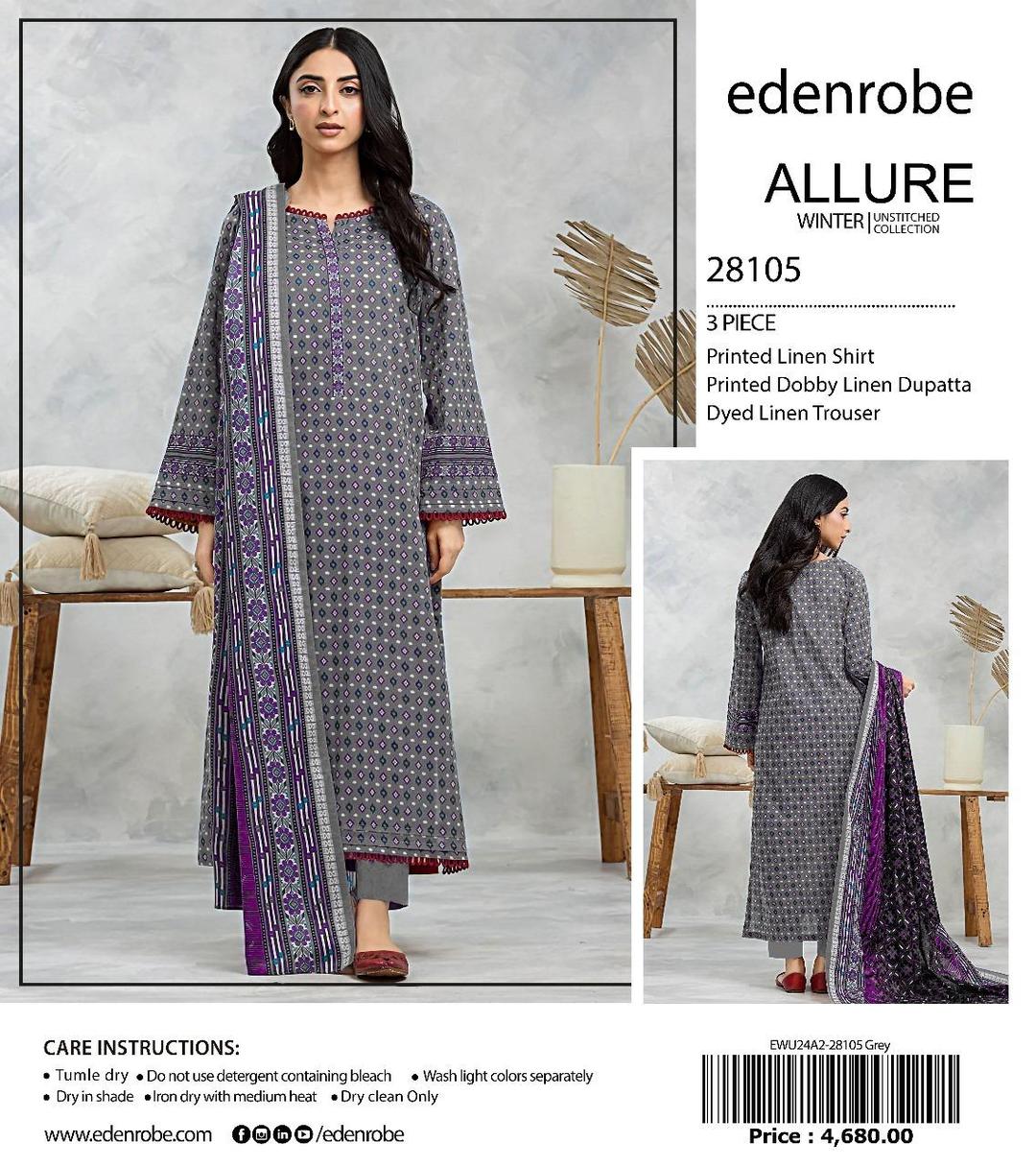 3 Pcs Women's Unstitched Linen Printed Suit