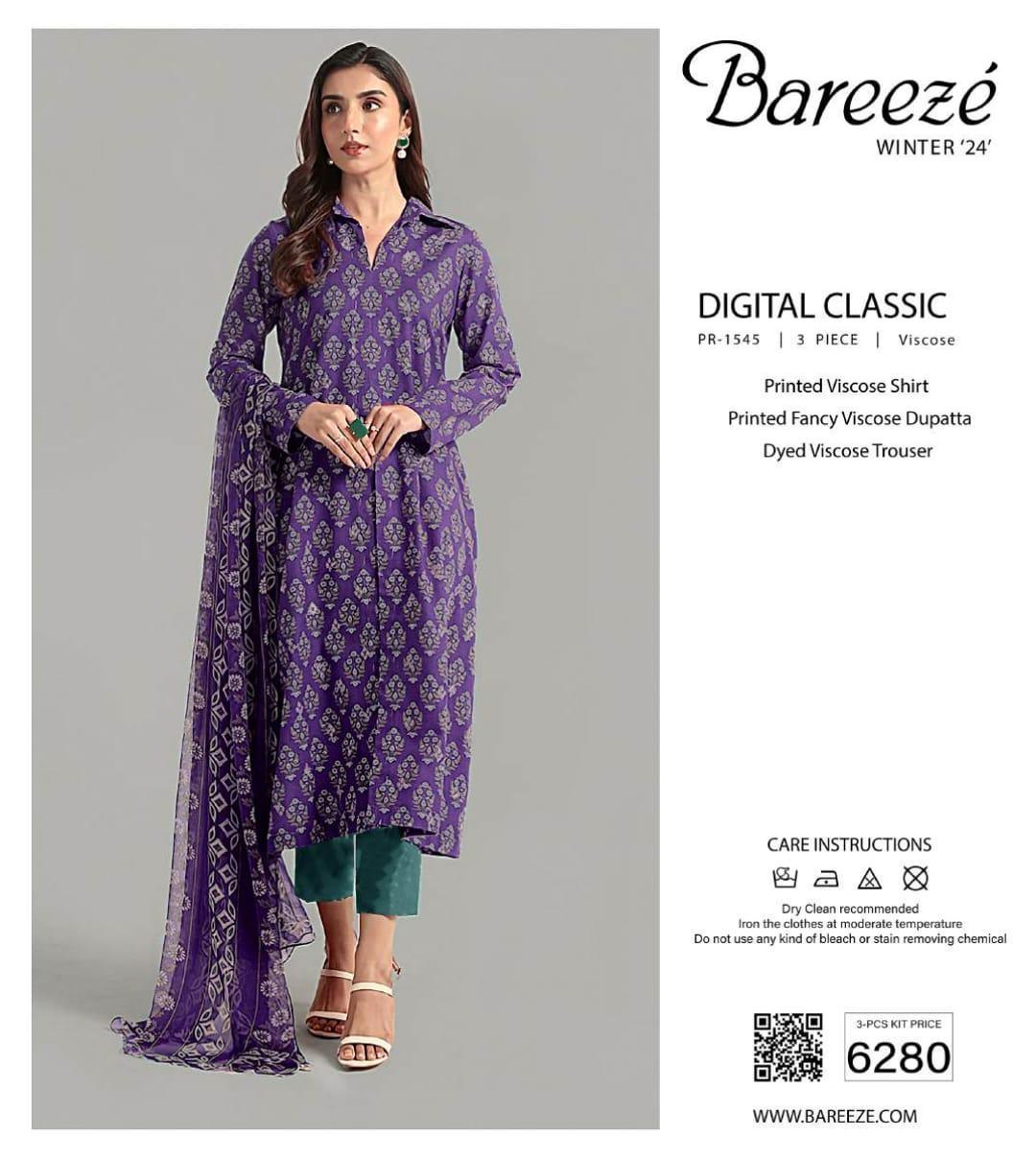 3 Pcs Women's Unstitched Viscose Printed Suit