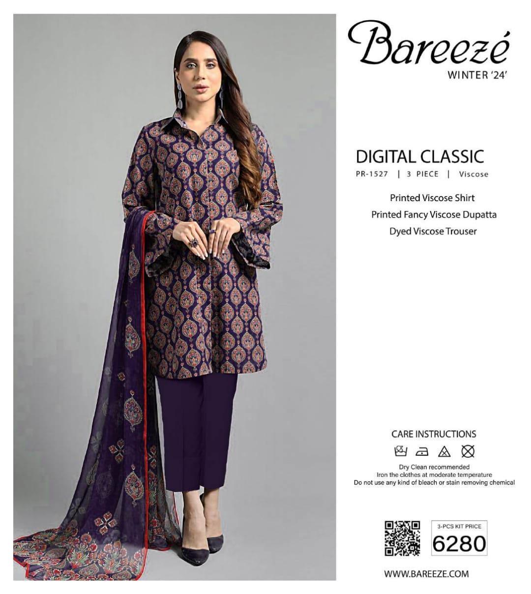 3 Pcs Women's Unstitched Viscose Printed Suit