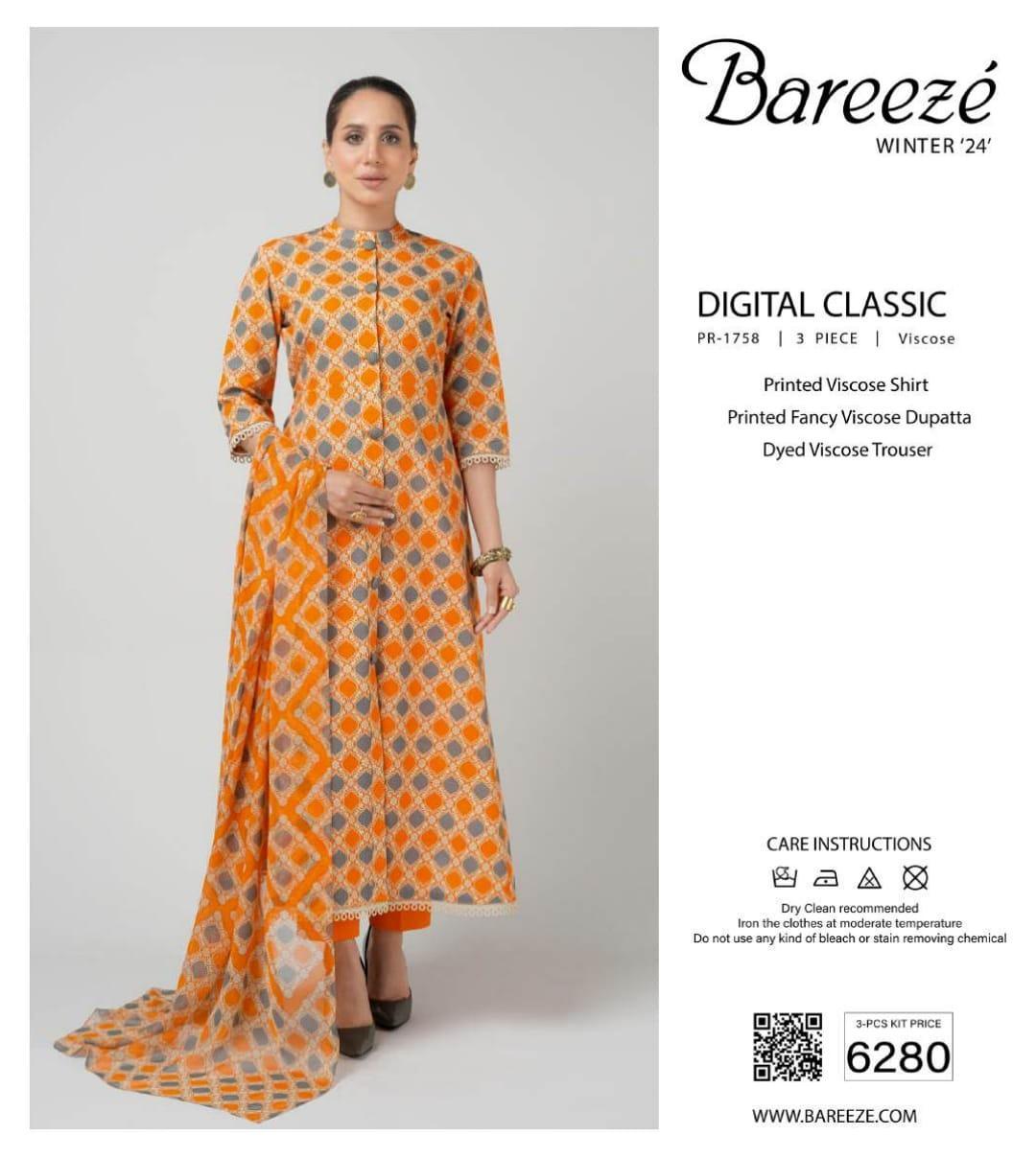 3 Pcs Women's Unstitched Viscose Printed Suit