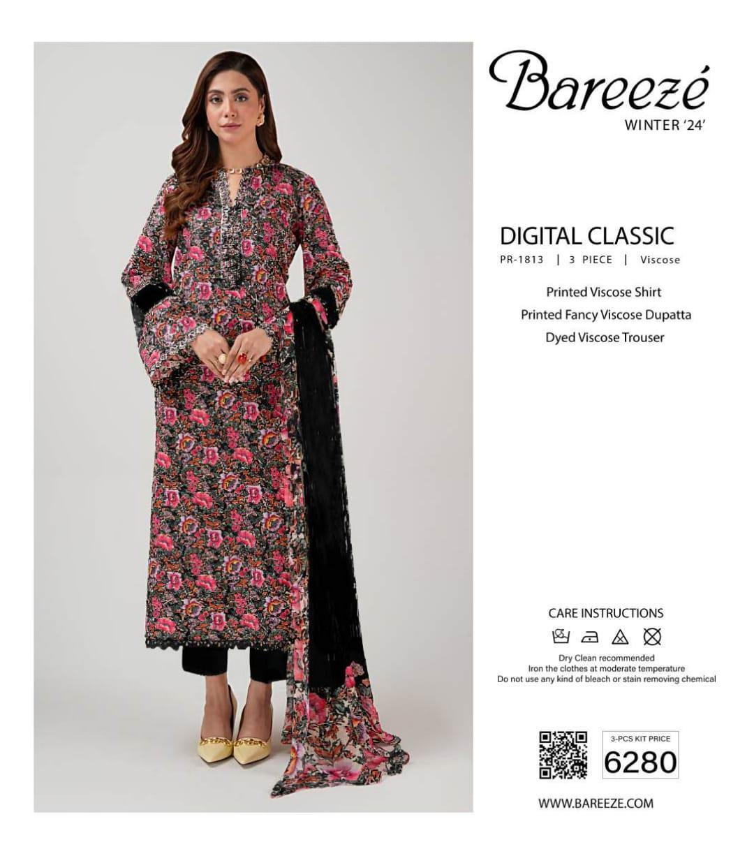 3 Pcs Women's Unstitched Viscose Printed Suit