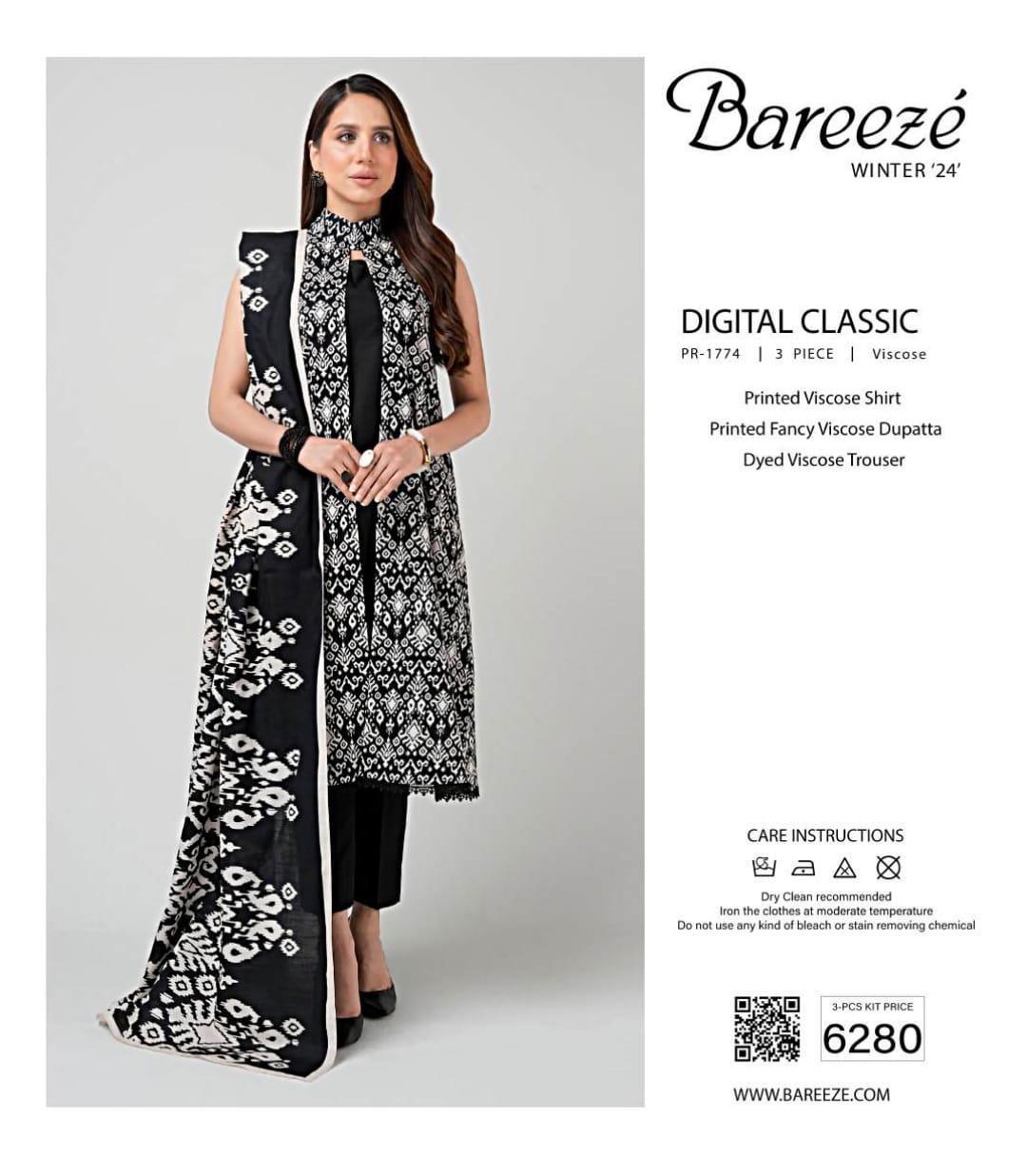 3 Pcs Women's Unstitched Viscose Printed Suit