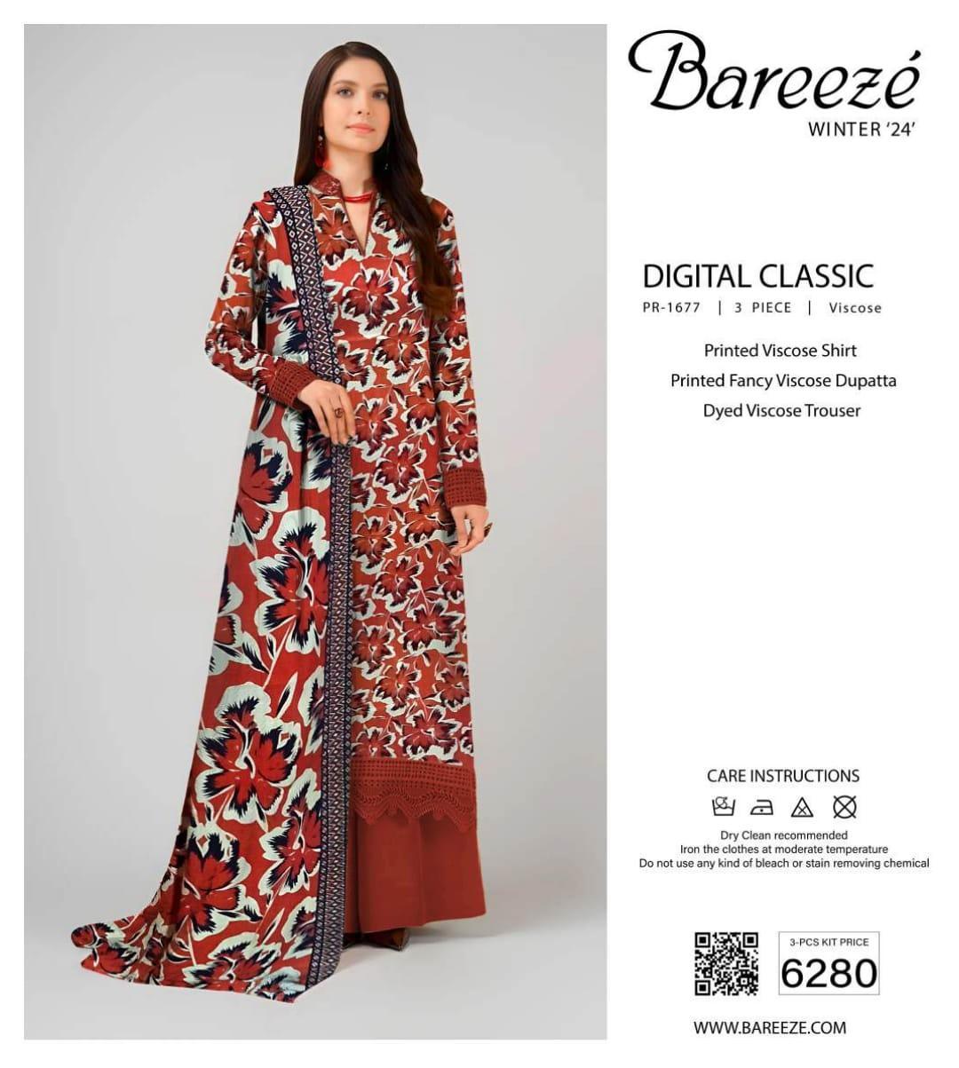 3 Pcs Women's Unstitched Viscose Printed Suit