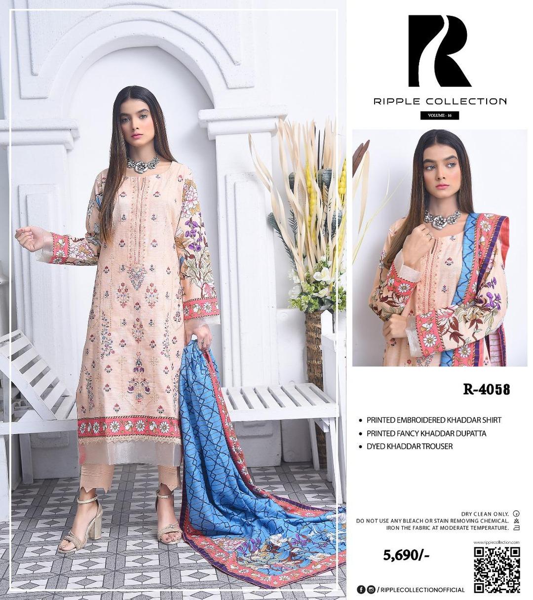 3 Pcs Women's Unstitched Embroidered Suit