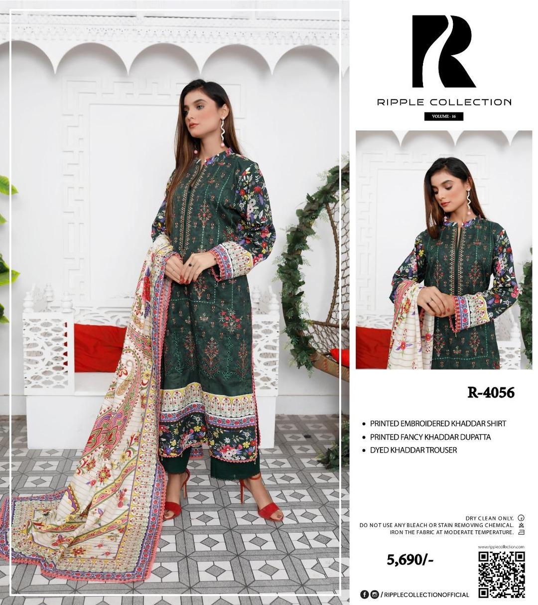 3 Pcs Women's Unstitched Embroidered Suit