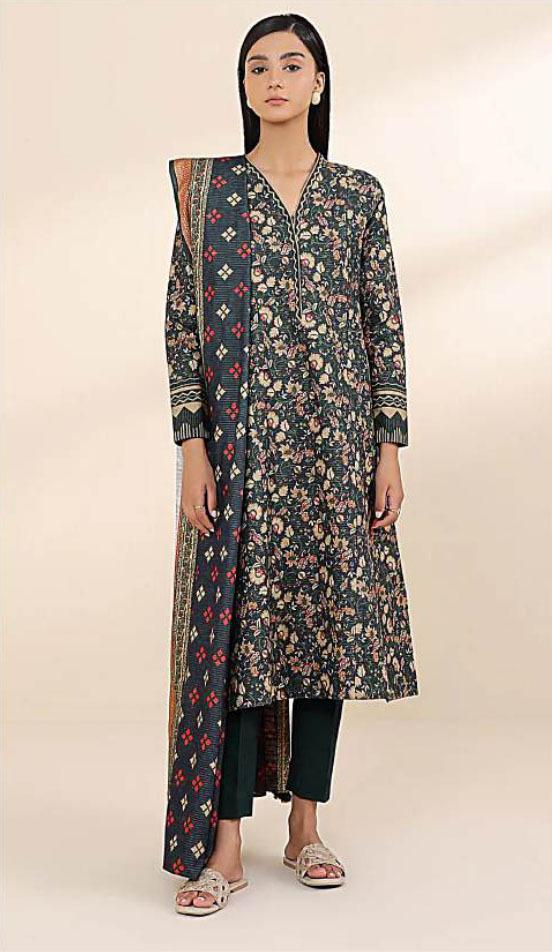 3 Pcs Women's Unstitched Printed Suit