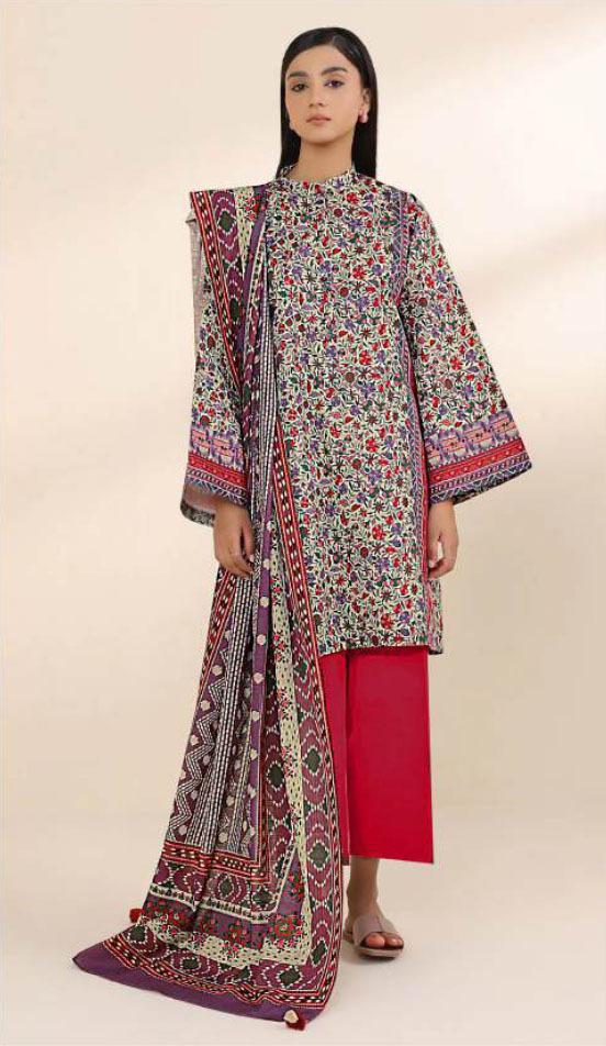 3 Pcs Women's Unstitched Printed Suit