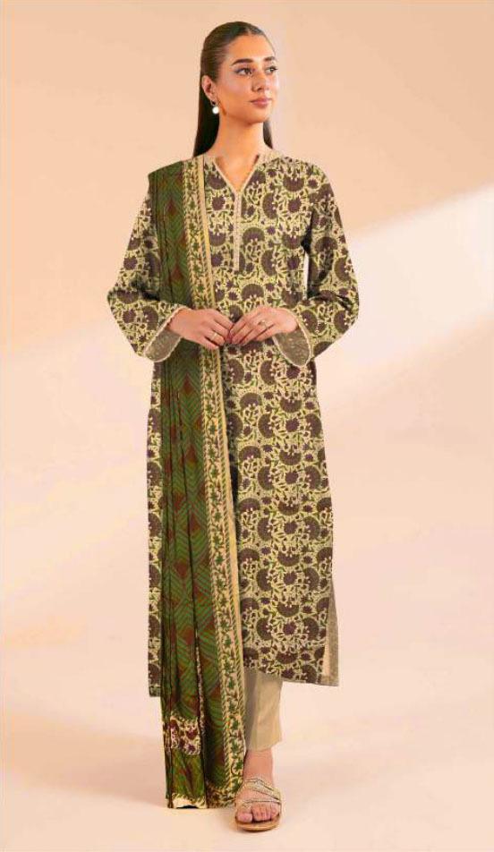 3 Pcs Women's Unstitched Printed Suit