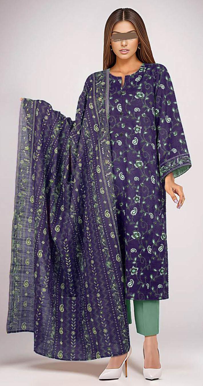 3 Pcs Women's Unstitched Printed Suit
