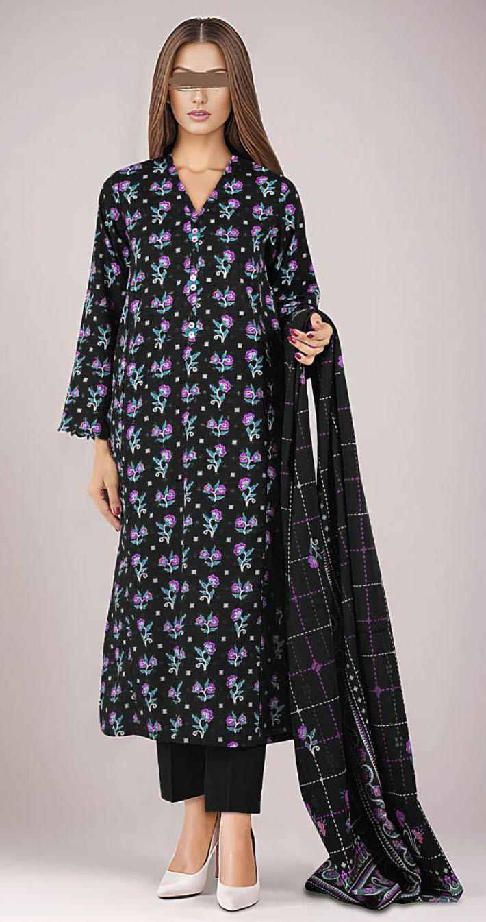 3 Pcs Women's Unstitched Printed Suit