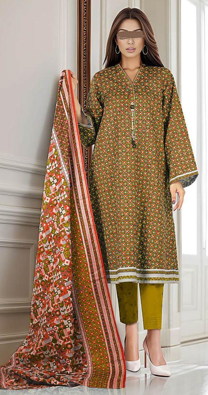 3 Pcs Women's Unstitched Printed Suit