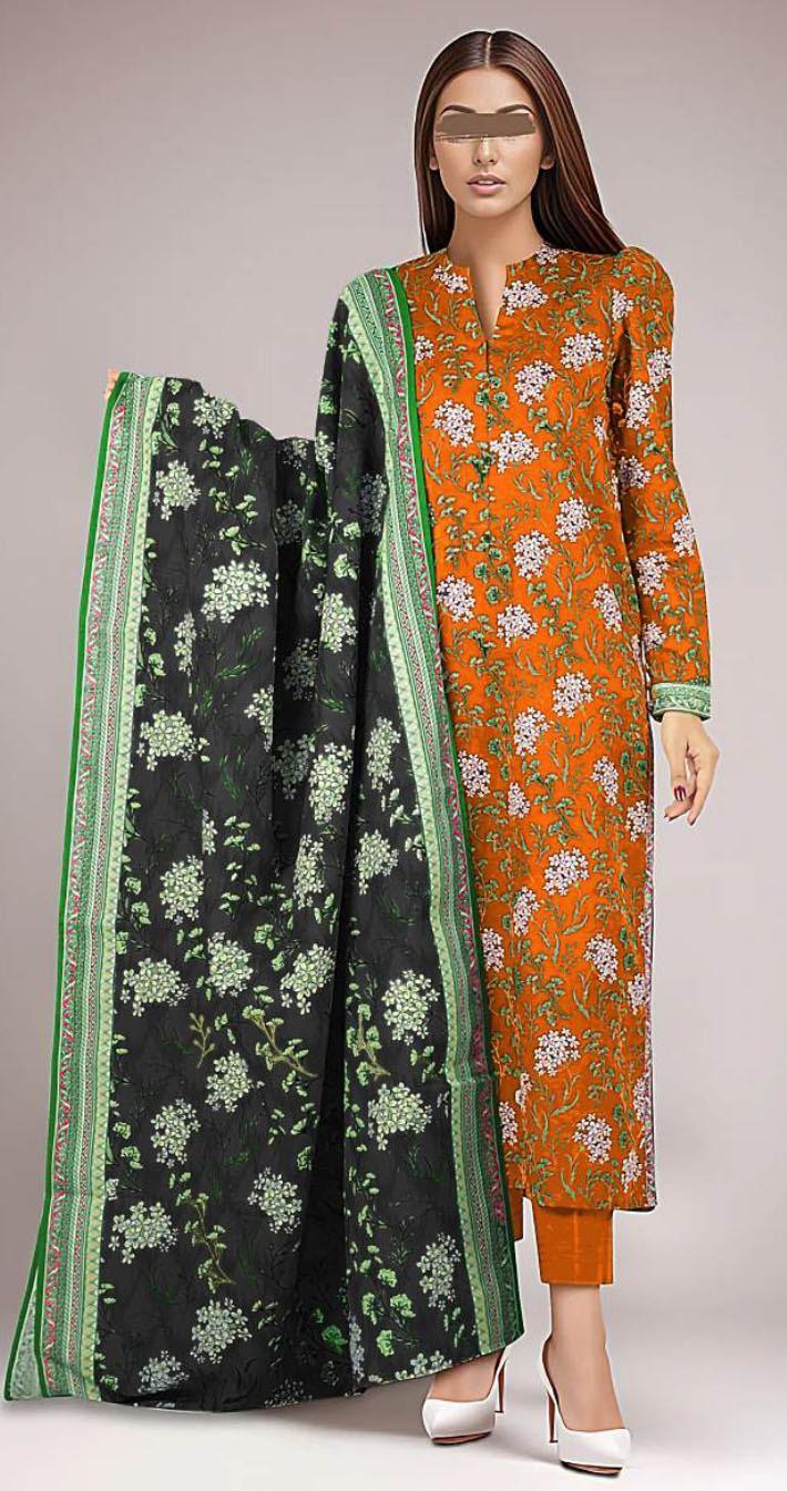 3 Pcs Women's Unstitched Printed Suit