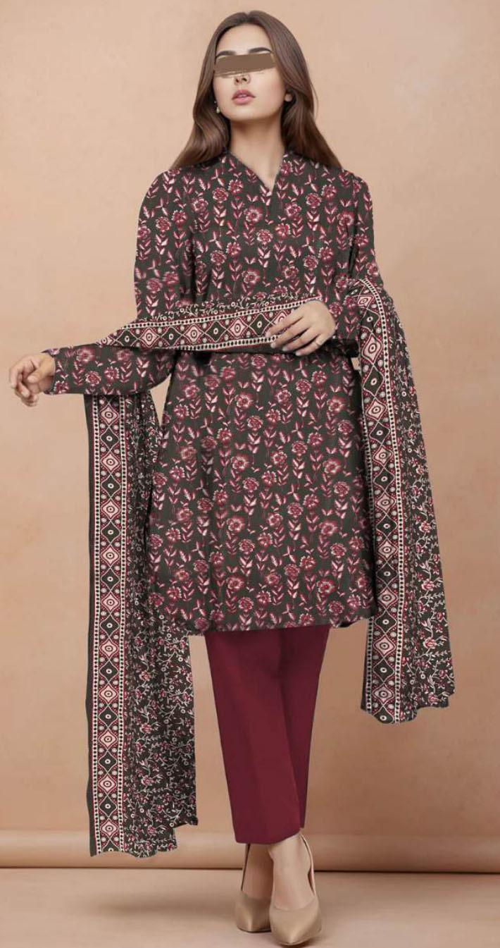 3 Pcs Women's Unstitched Printed Suit