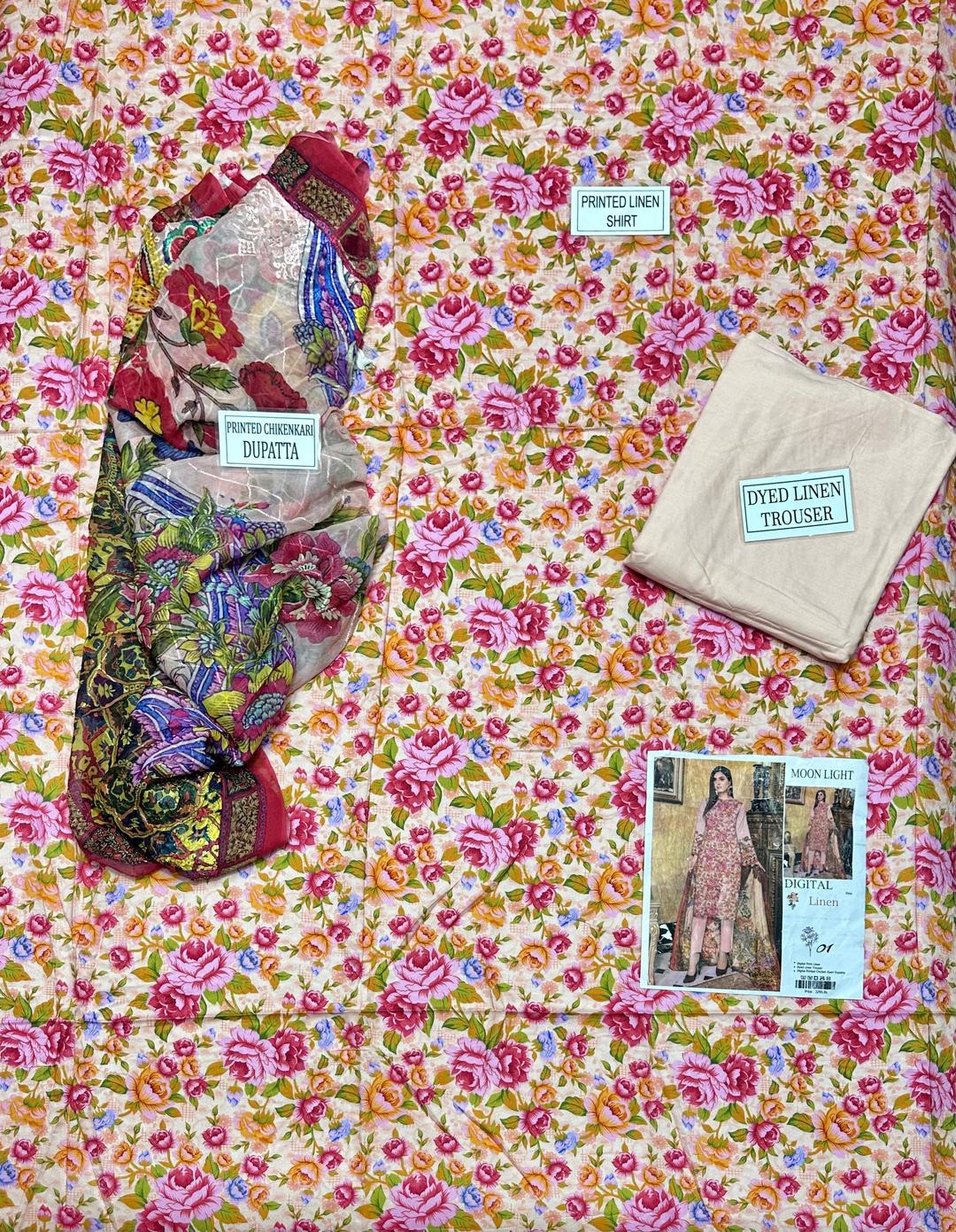 3 Pcs Women's Unstitched Printed Suit