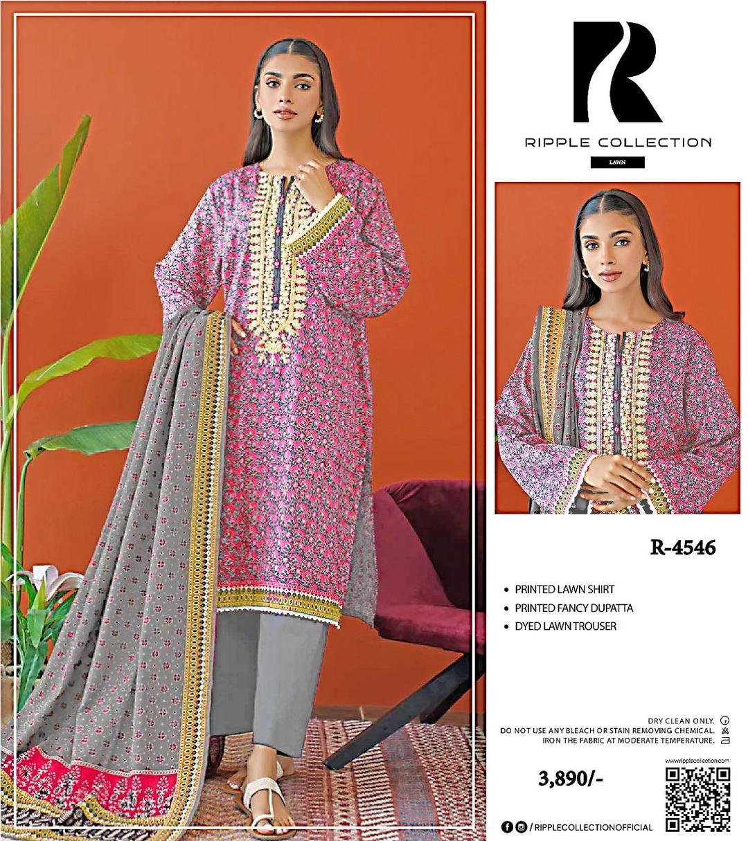 3 Pcs Women's Unstitched Printed Suit