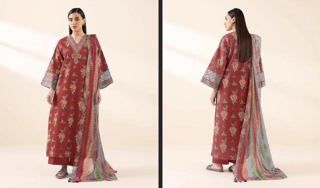 3 Pcs Women's Unstitched Printed Suit