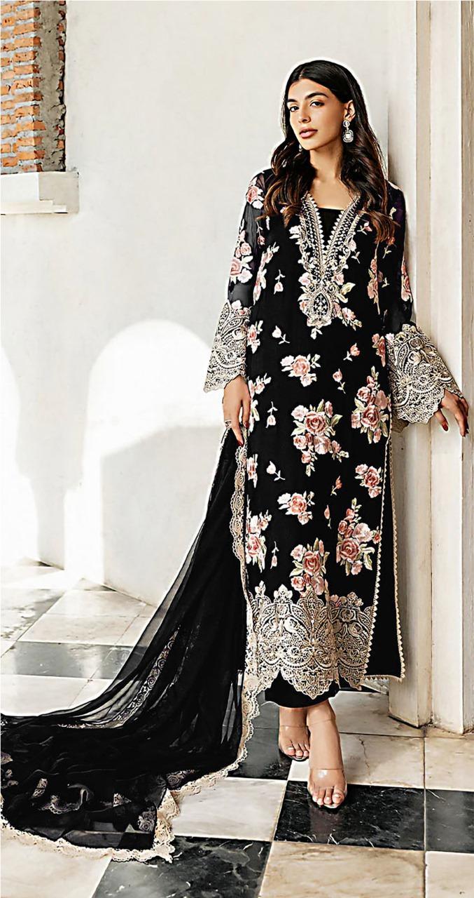 3 Pcs Women's Unstitched Embroidered Suit