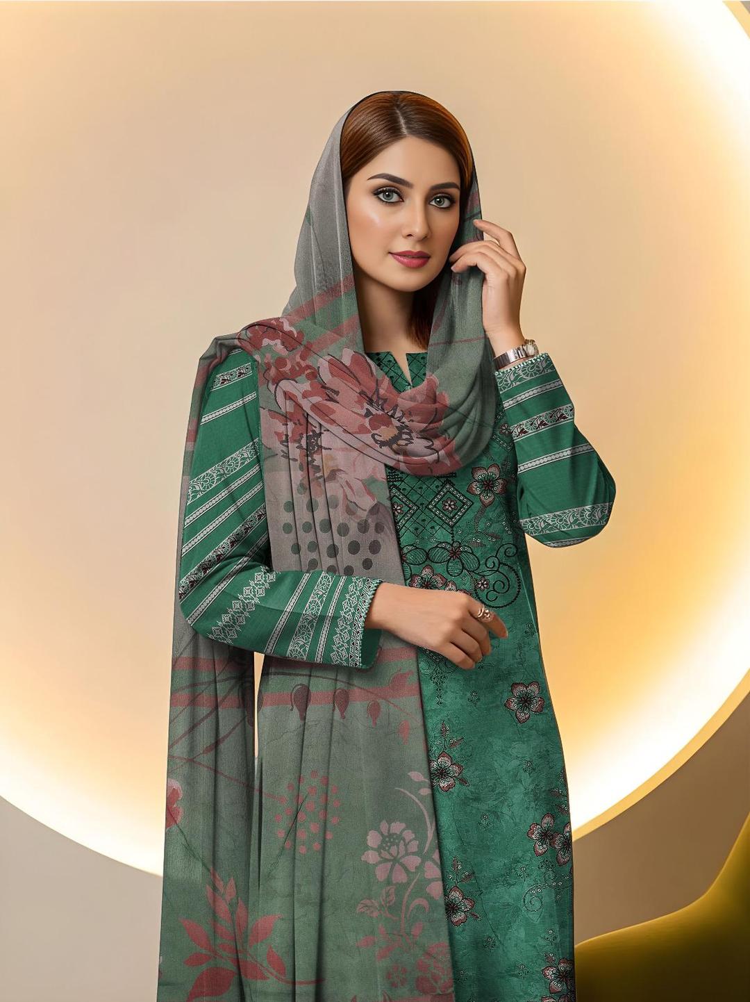 3 Pcs Women's Unstitched Embroidered Suit