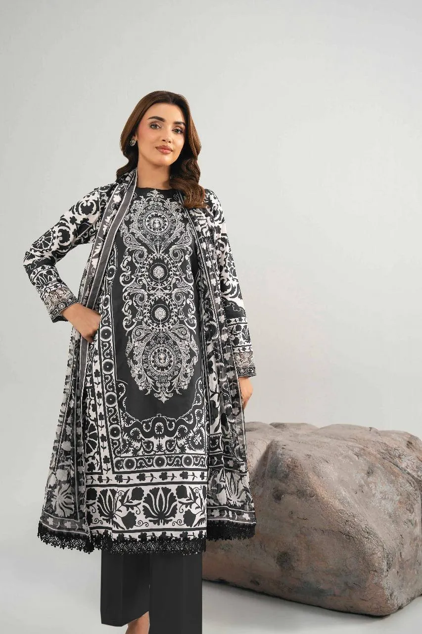 3 Pcs Women's Unstitched Printed Suit
