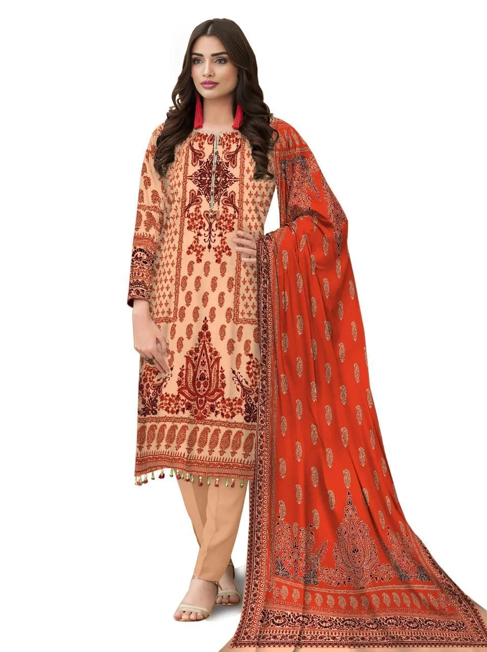 3 Pcs Women's Unstitched Printed Suit