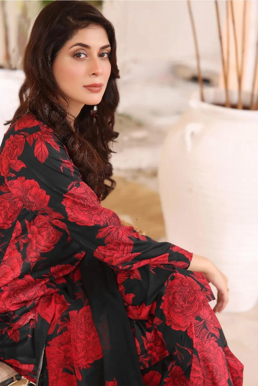 3 Pcs Women's Unstitched Printed Suit