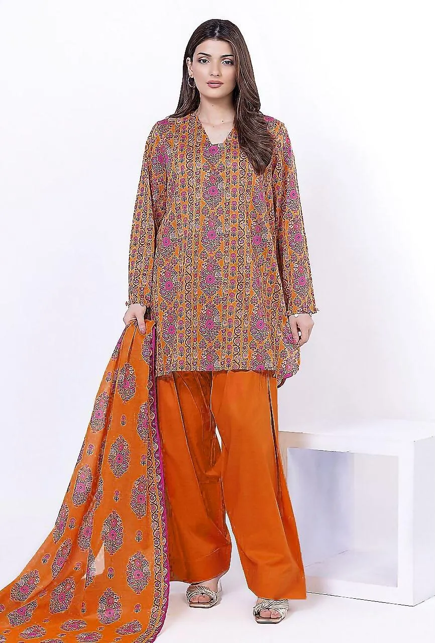 3 Pcs Women's Unstitched Printed Suit