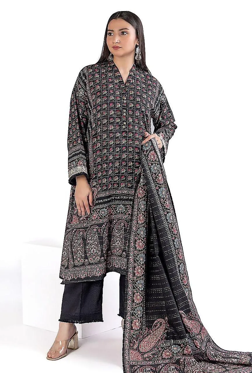 3 Pcs Women's Unstitched Printed Suit