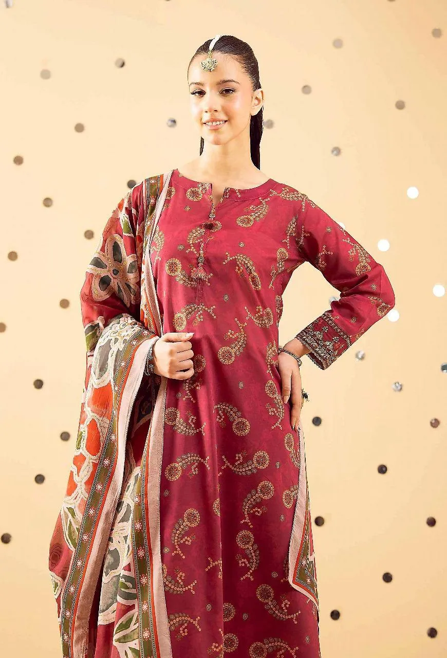 3 Pcs Women's Unstitched Printed Suit