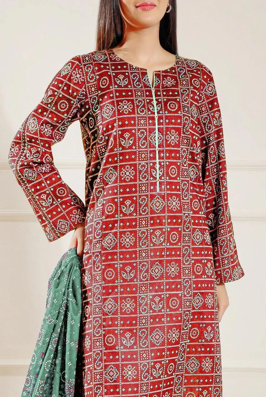 3 Pcs Women's Unstitched Printed Suit