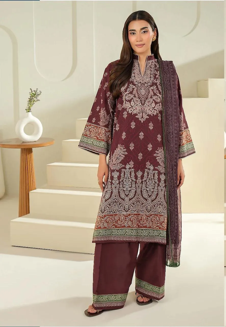 3 Pcs Women's Unstitched Printed Suit